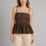 Floral Print Cotton Peplum Top