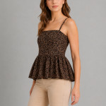Floral Print Cotton Peplum Top
