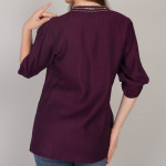 Women Embellished Mandarin Collar Cotton Top