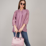 Women Gathered or Pleated V-Neck Regular Sleeves Cotton Top