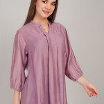 Women Gathered or Pleated V-Neck Regular Sleeves Cotton Top