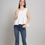 Women Cotton Square Neck Peplum Top