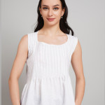 Women Cotton Square Neck Peplum Top