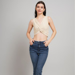 Women V-Neck Wrap Crop Top
