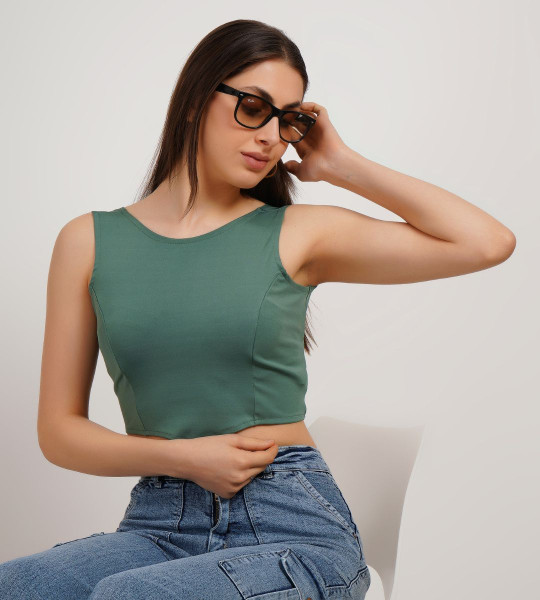 Solid Styled Back Crop Top