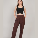 Women Comfort High-Rise Easy Wash Pleated Trousers