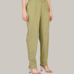 Women Comfort High-Rise Pleated Linen Trouser
