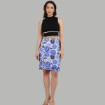Floral Printed Wrap Above Knee Length Skirt
