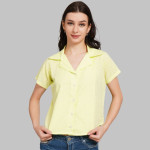 Comfort Floral Printed Cuban Colar Crop Casual Shirt