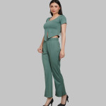 Round Neck Slit Top & Trouser Co-Ord Set