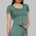 Round Neck Slit Top & Trouser Co-Ord Set