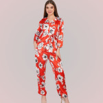 Printed Shawl Neck Satin Shirt With Trouser