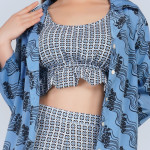 Collared Neck Long Sleeves Tunic With Trousers