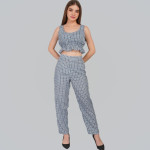 Collared Neck Long Sleeves Tunic With Trousers