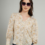 Women Floral Printed Shirt Style Cotton Top