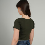 Women's Solid Crop Wrap top