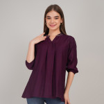 Women Embellished Mandarin Collar Cotton Top