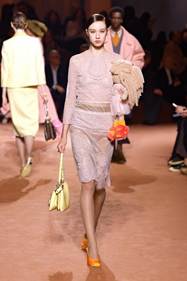 A model walks the runway at the Fendi fashion show during the Milan Fashion Week - Womenswear Fall/W...