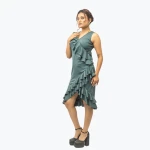 Pine Lush  V-Neck Romantic Ruffle Cocktail Dress