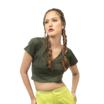 Cross Front Lush Green Crop Top