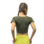 Cross Front Lush Green Crop Top