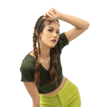 Cross Front Lush Green Crop Top