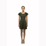 Olive Formal Side Button Slim-Fit Dress