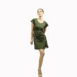 Olive Formal Side Button Slim-Fit Dress