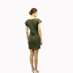 Olive Formal Side Button Slim-Fit Dress