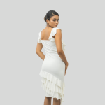 Glossy Snowy Swan Ruffle Bodycon Midi Dress